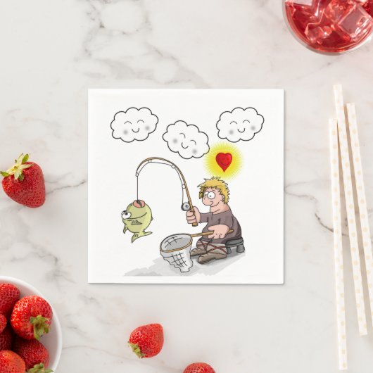 Papieren servetten, visser Vist viswolken Servet (Insitu)