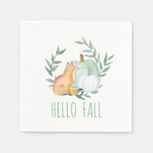 Papieren servetten voor Thanksgiving Fox & Pumpkin