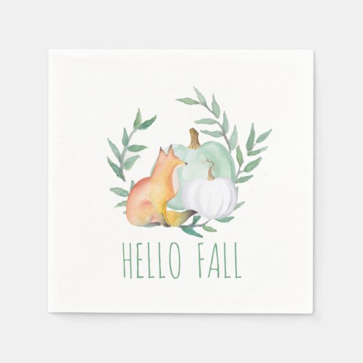 Papieren servetten voor Thanksgiving Fox & Pumpkin (Voorkant)