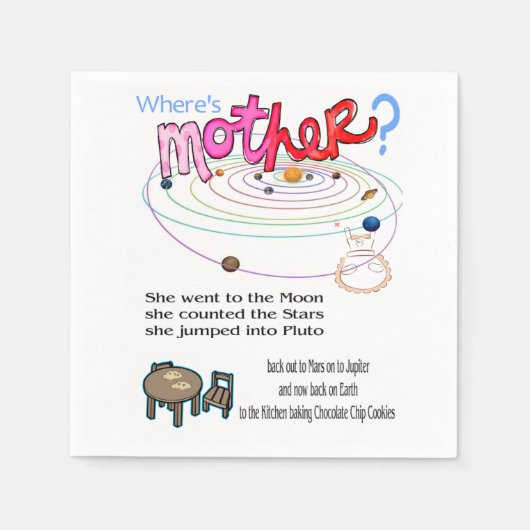 Papieren servetten Waar is moeder? (Voorkant)
