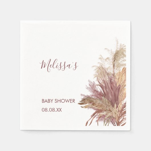 Papieren servetten Waterverf Pampas Grass Mauve Ro (Voorkant)