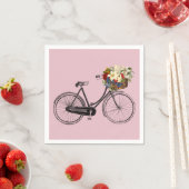 Papieren servetten White Bike Fiets Fiets Bloem Ro (Insitu)