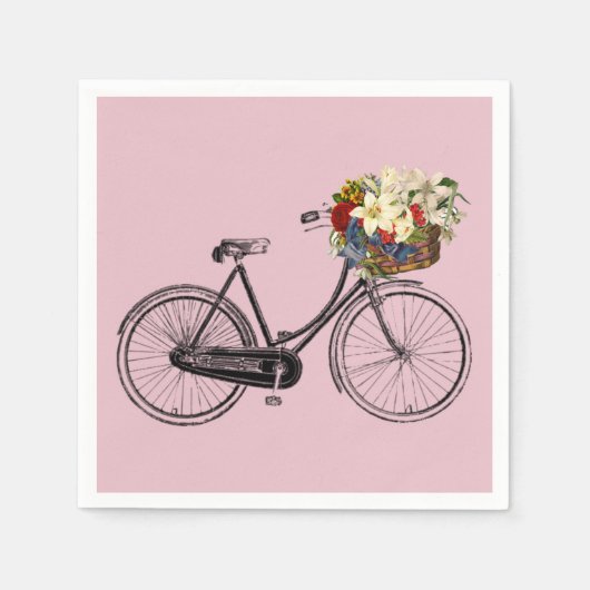 Papieren servetten White Bike Fiets Fiets Bloem Ro (Voorkant)