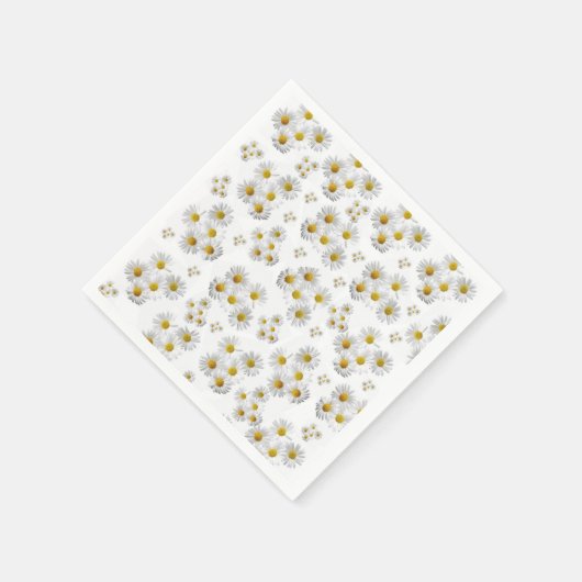 Papieren servetten, witte madeliefjes servet (Hoek)