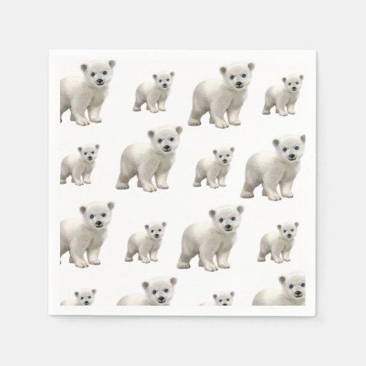 Papieren servetten, witte polaire Beren servetten (Voorkant)