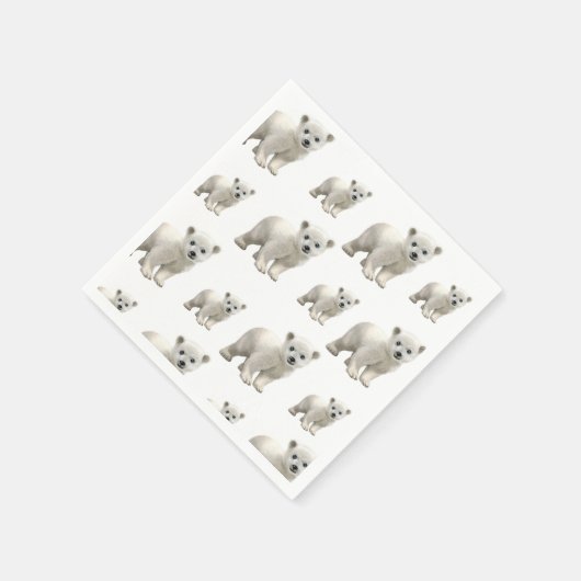 Papieren servetten, witte polaire Beren servetten (Hoek)