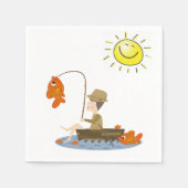 Papieren servetten, zon Gevist vis visser Servet (Voorkant)