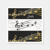 Papieren servetten, zwart witgouden Muzieknoten Servet (Voorkant)