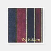 Papieren servetten, zwarte bordeaux gouden streep servet (Voorkant)