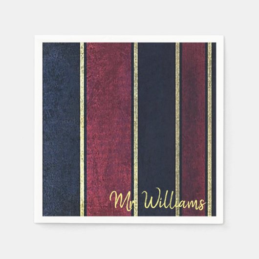 Papieren servetten, zwarte bordeaux gouden streep servet (Voorkant)