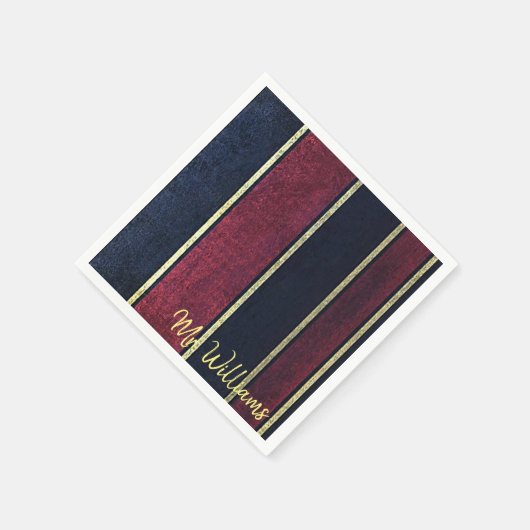 Papieren servetten, zwarte bordeaux gouden streep servet (Hoek)