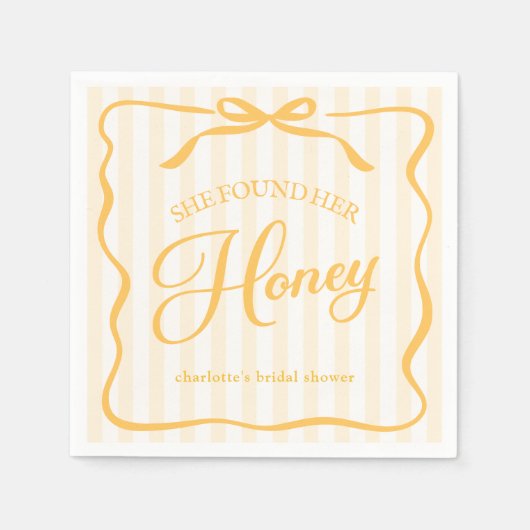Papieren serviet voor huwelijksfeest met honingthe servet (Voorkant)