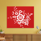 Papieren snijbloemen ・ Dubbel geluk Canvas Afdruk (Insitu (Woonkamer))