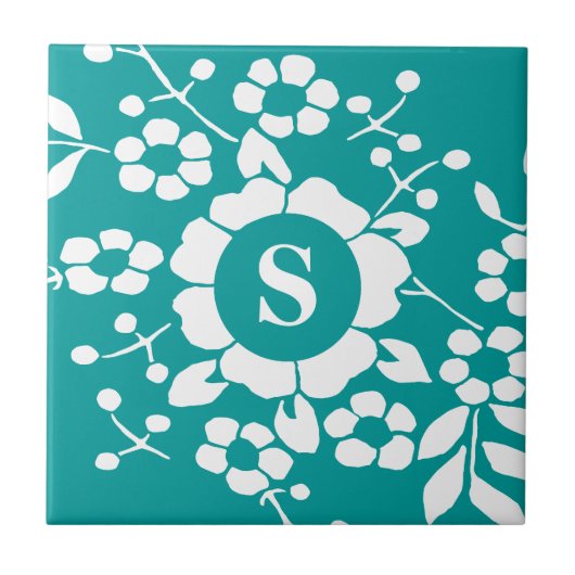 Papieren snijbloemen - Monogram Tegeltje (Voorkant)