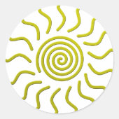 Papieren snijgeel zonnafdruk ronde sticker (Voorkant)