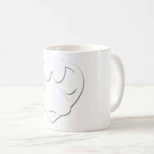 Papieren snijkop en hartvorm koffiemok (Voorkant rechts)