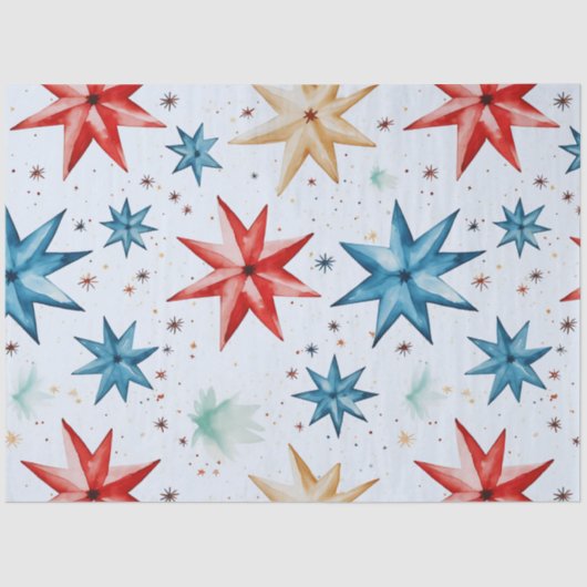 Papieren sterren en sneeuwvlokken Kerstmis Tissuepapier (Voorkant)