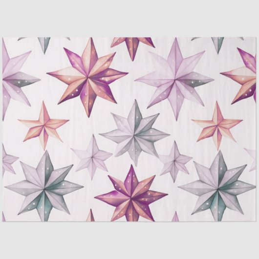 Papieren sterren en sneeuwvlokken Kerstmis Tissuepapier (Voorkant)