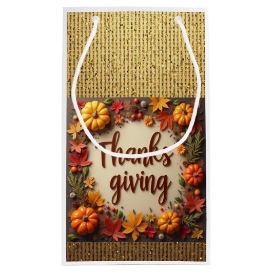 Papieren tassen voor Thanksgiving Klein Cadeauzakje (Achterkant)