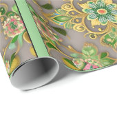 Papieren textielkant, groen ompakken cadeaupapier (Rol Hoek)