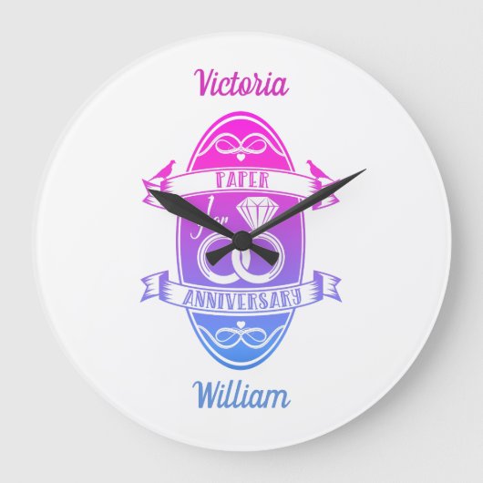 Papieren traditioneel eerste Jubileum voor bruilof Grote Klok (Voorkant)