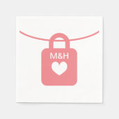 Papieren trouwservetten met monogram liefdesslot servet (Voorkant)