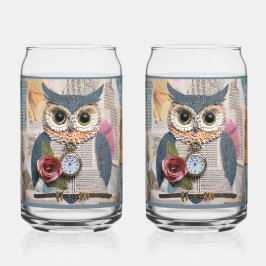Papieren Uil Frisdrankglas Blikvorm Glas