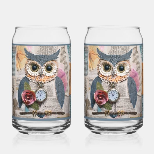 Papieren Uil Frisdrankglas Blikvorm Glas (Voorkant)