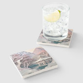 Papieren uitvalligheid met paviljoenstone Onderzet Stenen Onderzetter (Zijkant)