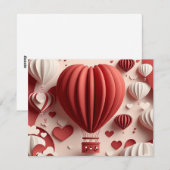 Papieren Valentijnsdag hart hete luchtballonnen Feestdagenkaart (Voorkant / Achterkant)