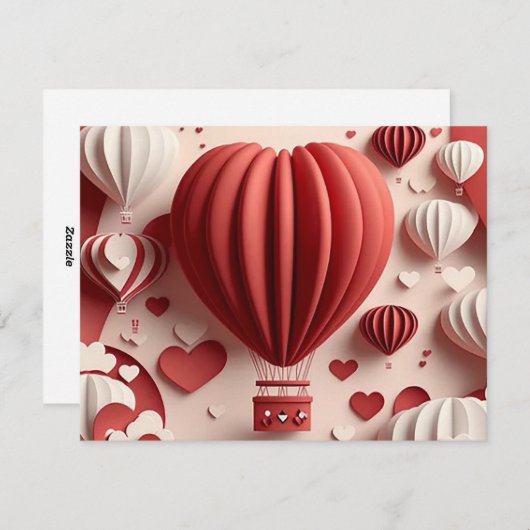 Papieren Valentijnsdag hart hete luchtballonnen Feestdagenkaart (Voorkant / Achterkant)