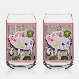 Papieren Varkens Frisdrank Glas