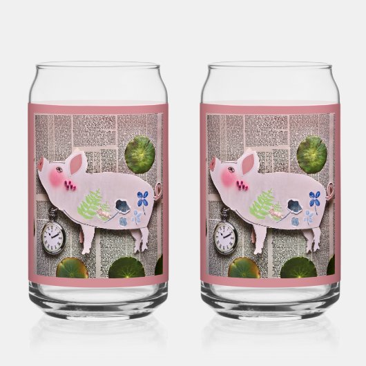Papieren Varkens Frisdrank Glas (Voorkant)