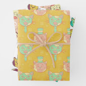 Papieren vellen met kattenpatroon ompakken (In situ)