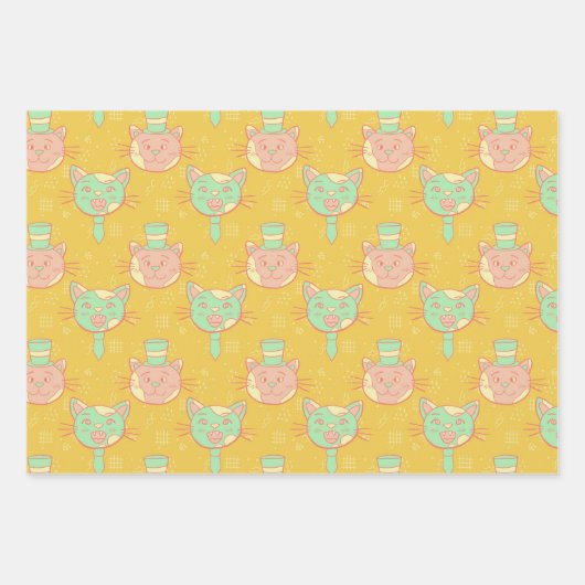 Papieren vellen met kattenpatroon ompakken (Voorkant)