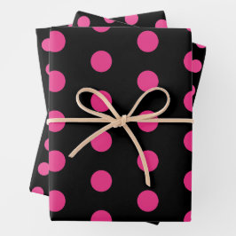 Papieren vellen met pooldot (zwart en neonroze)