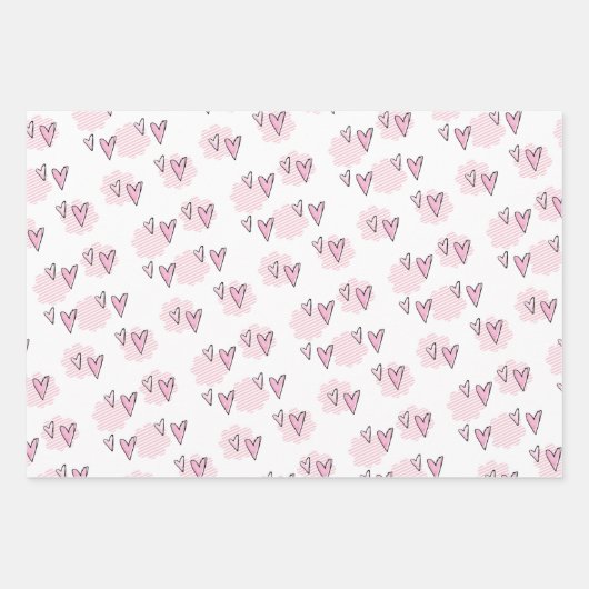 Papieren vellen Valentijns roze rode harten (Voorkant)