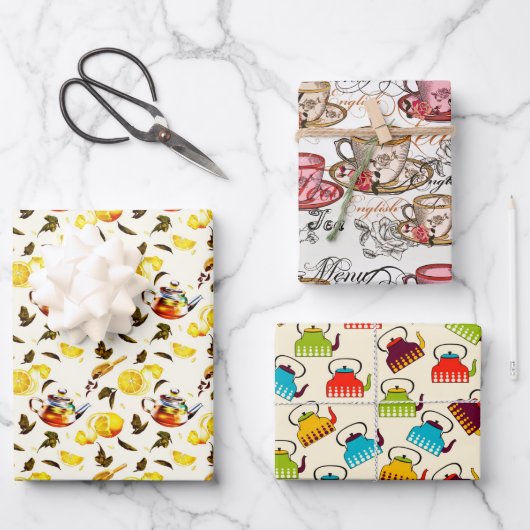 Papieren vellen van schattige theepartijtjes (Voorkant)