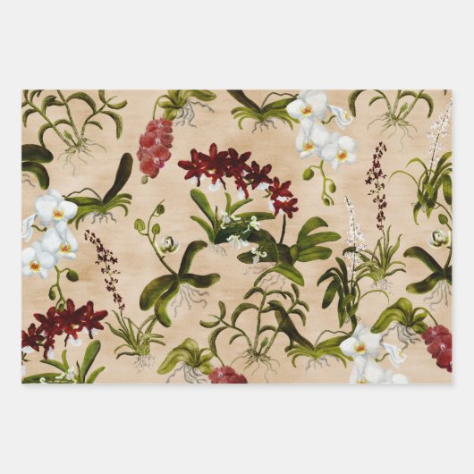 Papieren vellen verpakken - Orchidee Patroon in Bi (Voorkant 3)