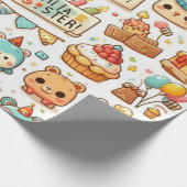 Papieren verjaardagsthema inpakken cadeaupapier (Hoek)