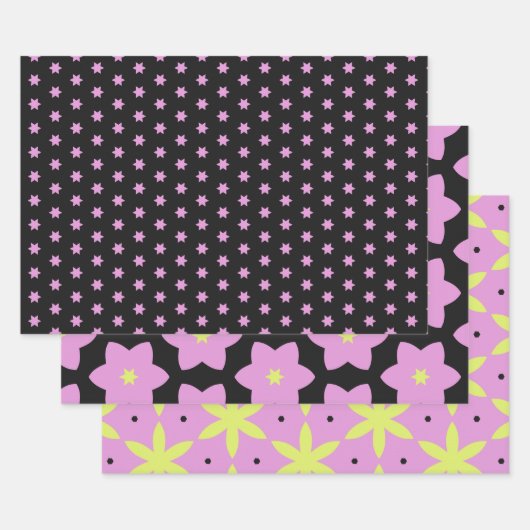 Papieren verpakking 2 Roze Geel Inpakpapier Vel (Set)