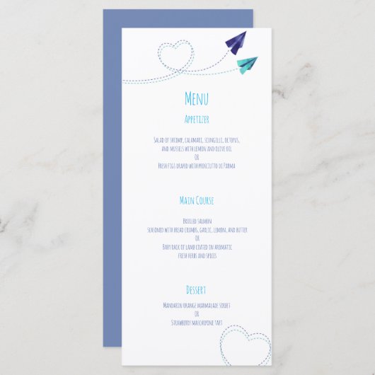 Papieren vlak waterverf diner menu (Voorkant / Achterkant)