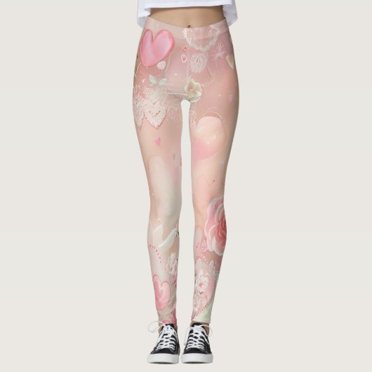 Papieren Vleugels en Rozen Leggings (Voorkant)