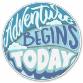 Papieren vliegtuig | Adventure begint op maat gesn Sticker (Voorkant)