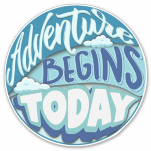 Papieren vliegtuig   Adventure begint op maat gesn Sticker