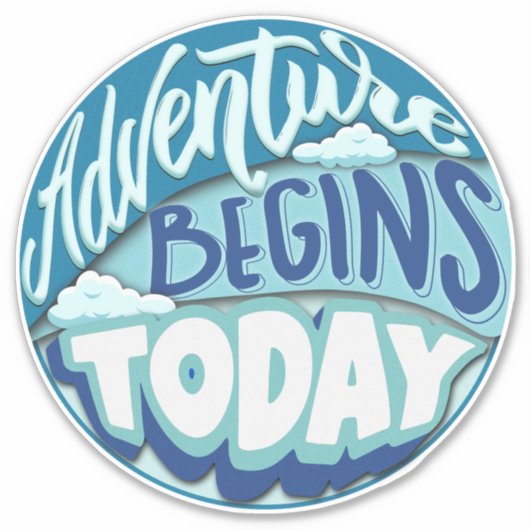 Papieren vliegtuig | Adventure begint op maat gesn Sticker (Voorkant)