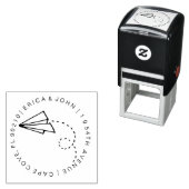 papieren vliegtuig bruiloft adres retouradres  zelfinktende stempel (In situ)