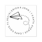 papieren vliegtuig bruiloft adres retouradres  zelfinktende stempel (Design)