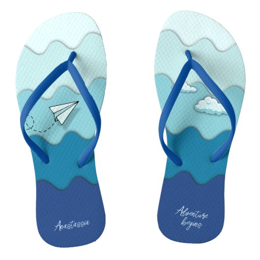 Papieren vliegtuig | Het avontuur begint Actief, B Teenslippers (Voetbed)