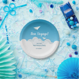 Papieren vliegtuig in de luchtmachtpartij papieren bordje